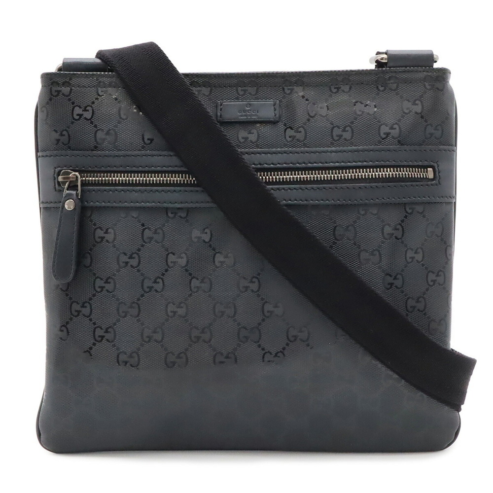 GUCCI GG Imprime Shoulder Bag, Leather, Black, 295257